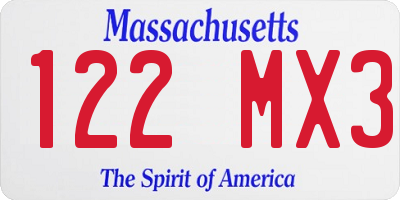 MA license plate 122MX3