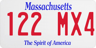 MA license plate 122MX4
