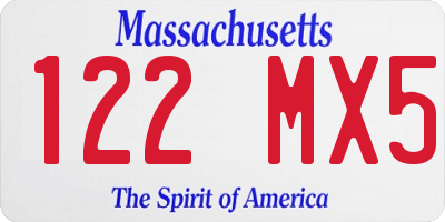 MA license plate 122MX5