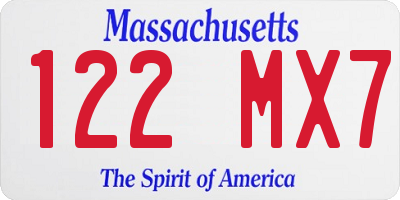 MA license plate 122MX7