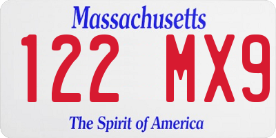 MA license plate 122MX9