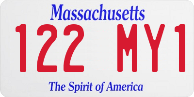 MA license plate 122MY1