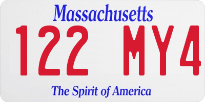 MA license plate 122MY4