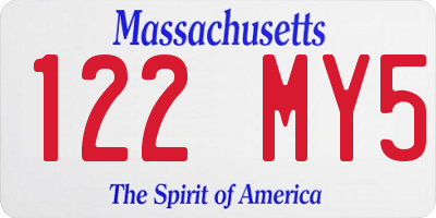 MA license plate 122MY5