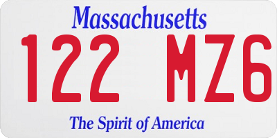 MA license plate 122MZ6