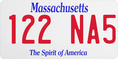 MA license plate 122NA5