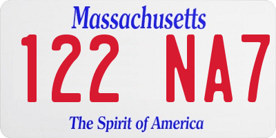 MA license plate 122NA7