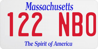 MA license plate 122NB0