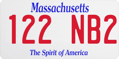 MA license plate 122NB2