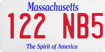 MA license plate 122NB5