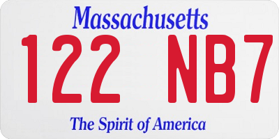 MA license plate 122NB7