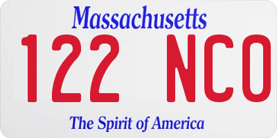 MA license plate 122NC0