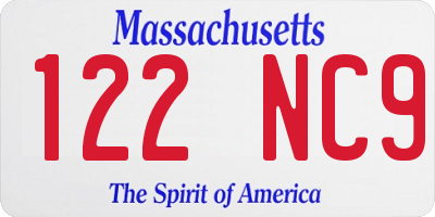 MA license plate 122NC9
