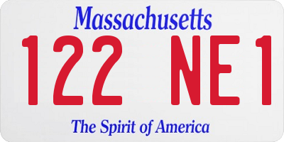 MA license plate 122NE1