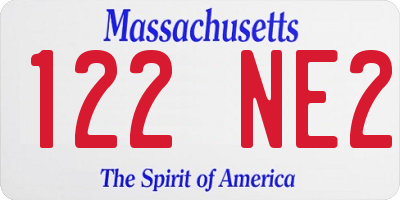 MA license plate 122NE2