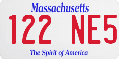 MA license plate 122NE5