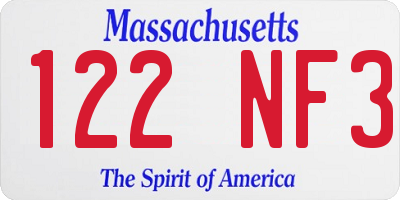 MA license plate 122NF3