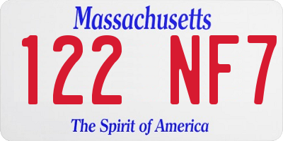 MA license plate 122NF7