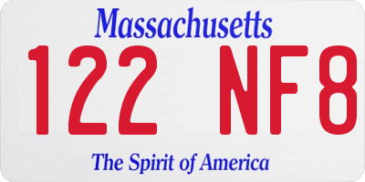 MA license plate 122NF8