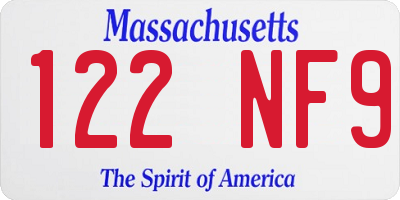MA license plate 122NF9