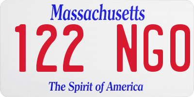 MA license plate 122NG0
