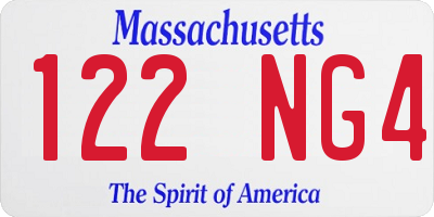 MA license plate 122NG4