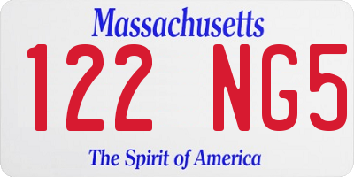 MA license plate 122NG5