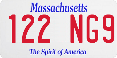 MA license plate 122NG9