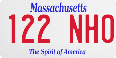 MA license plate 122NH0