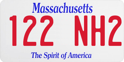 MA license plate 122NH2