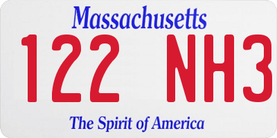 MA license plate 122NH3