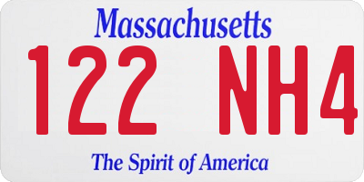 MA license plate 122NH4