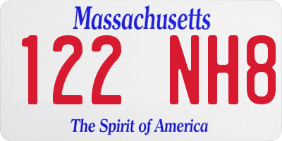 MA license plate 122NH8