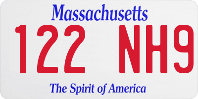 MA license plate 122NH9