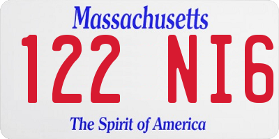 MA license plate 122NI6