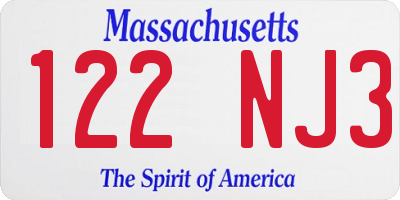 MA license plate 122NJ3