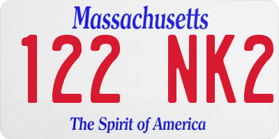 MA license plate 122NK2