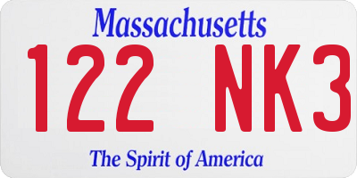 MA license plate 122NK3