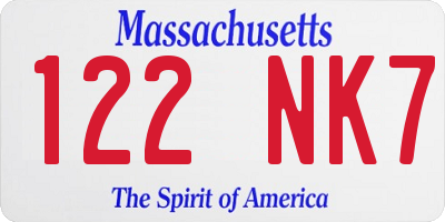 MA license plate 122NK7