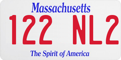MA license plate 122NL2