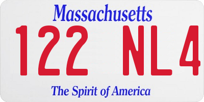MA license plate 122NL4