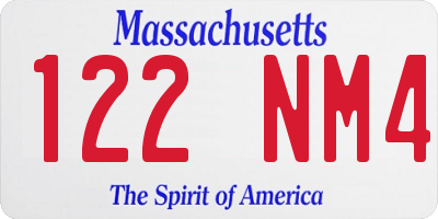 MA license plate 122NM4