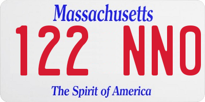 MA license plate 122NN0