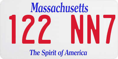 MA license plate 122NN7