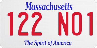 MA license plate 122NO1