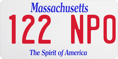 MA license plate 122NP0