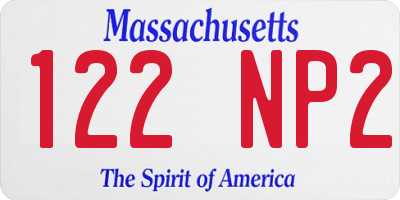 MA license plate 122NP2