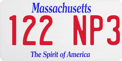 MA license plate 122NP3