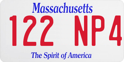 MA license plate 122NP4