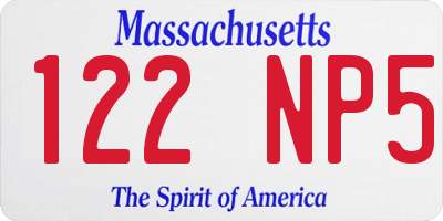 MA license plate 122NP5